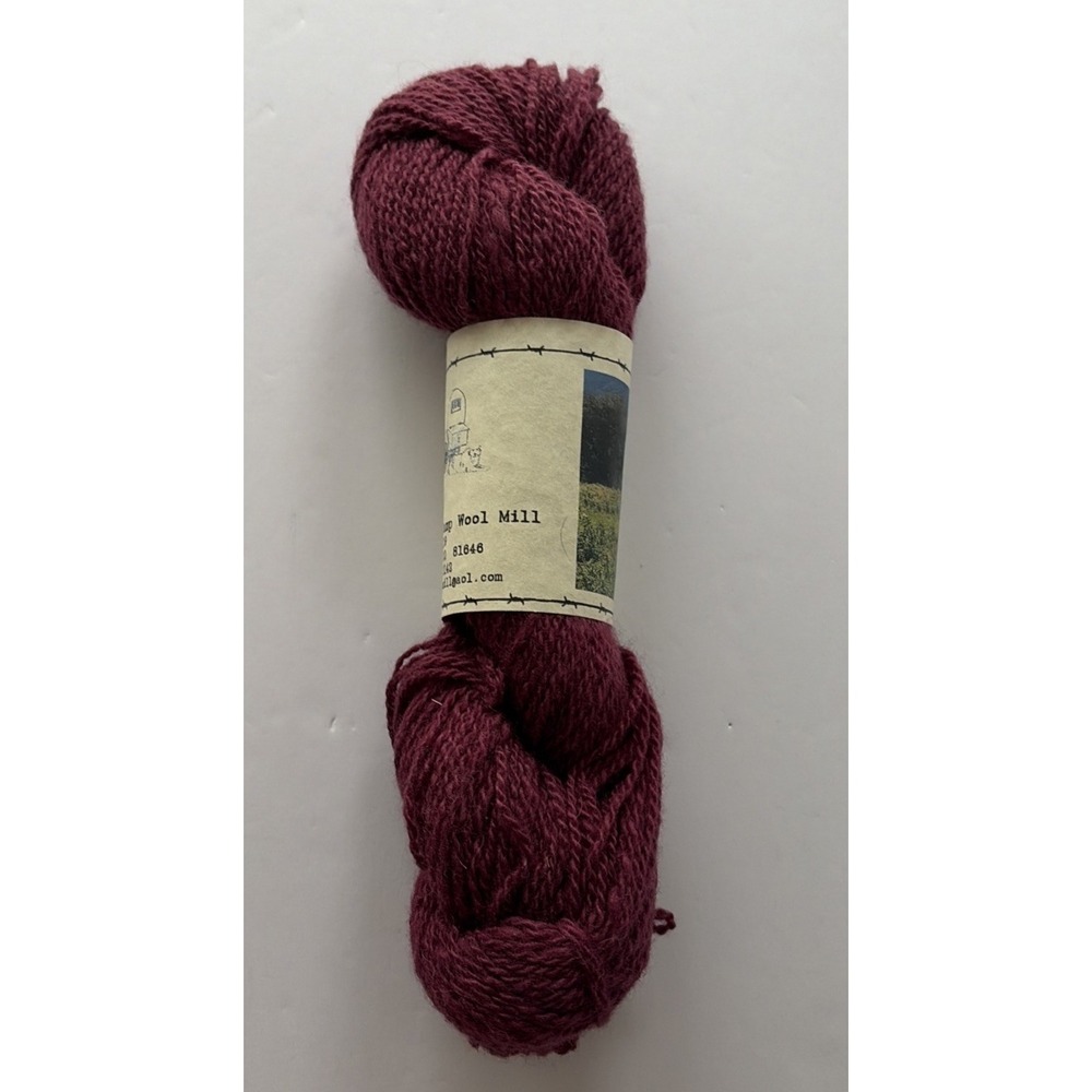 Sheep Camp Wool Mill Burgundy 100% Bluefaced Leicester Yarn 2 Ply 175 Yds Skein - Picture 2 of 7
